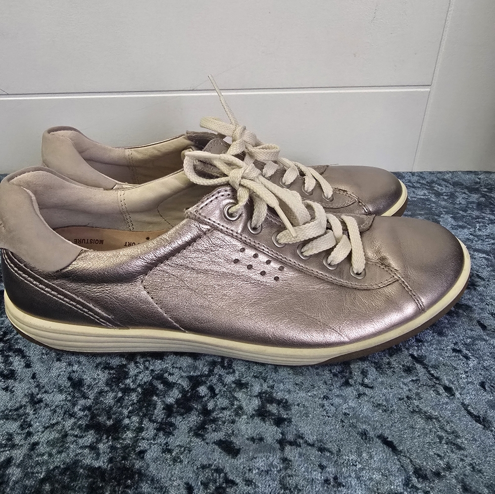 ECCO Womens Metallic  Leather Sneakers Shoes Size 10\41 - Picture 3 of 13